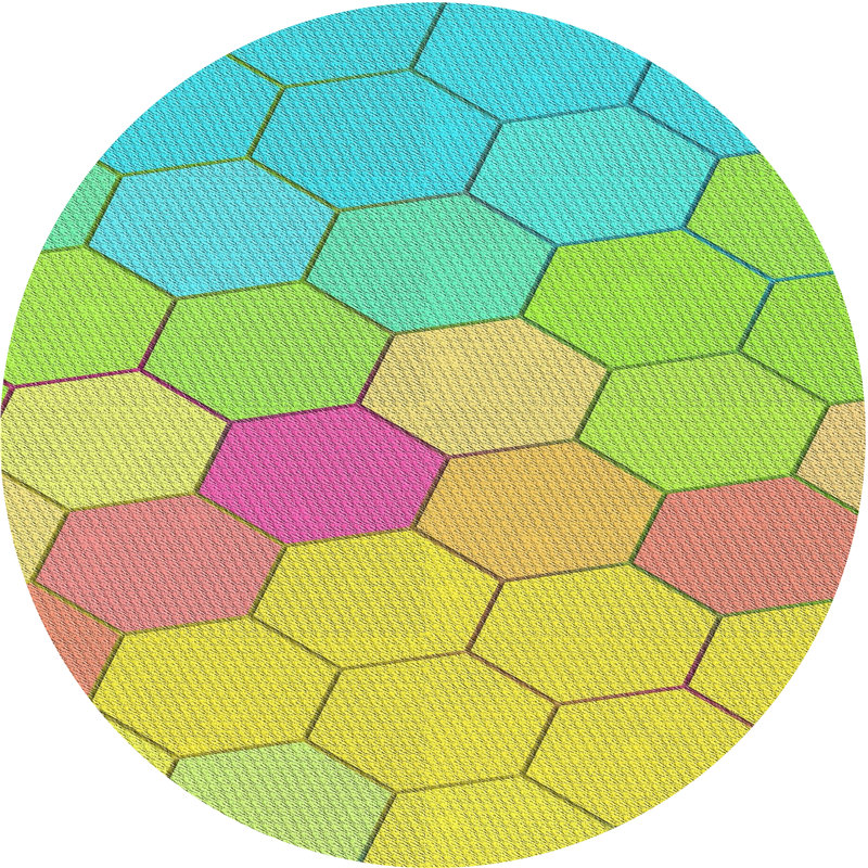 Tapis jaune à motif géométrique Kinchen, Rond 5 pi