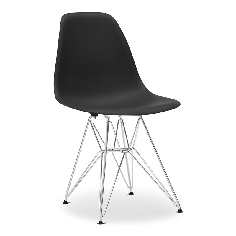 Modholic Eiffel Chair With Steel Legs, Black, Black, 1