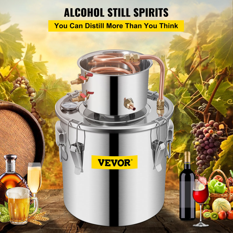 Distillateur d'alcool en acier inoxydable avec pompe à eau et thermomètre VEVOR 3 Gal / 12L