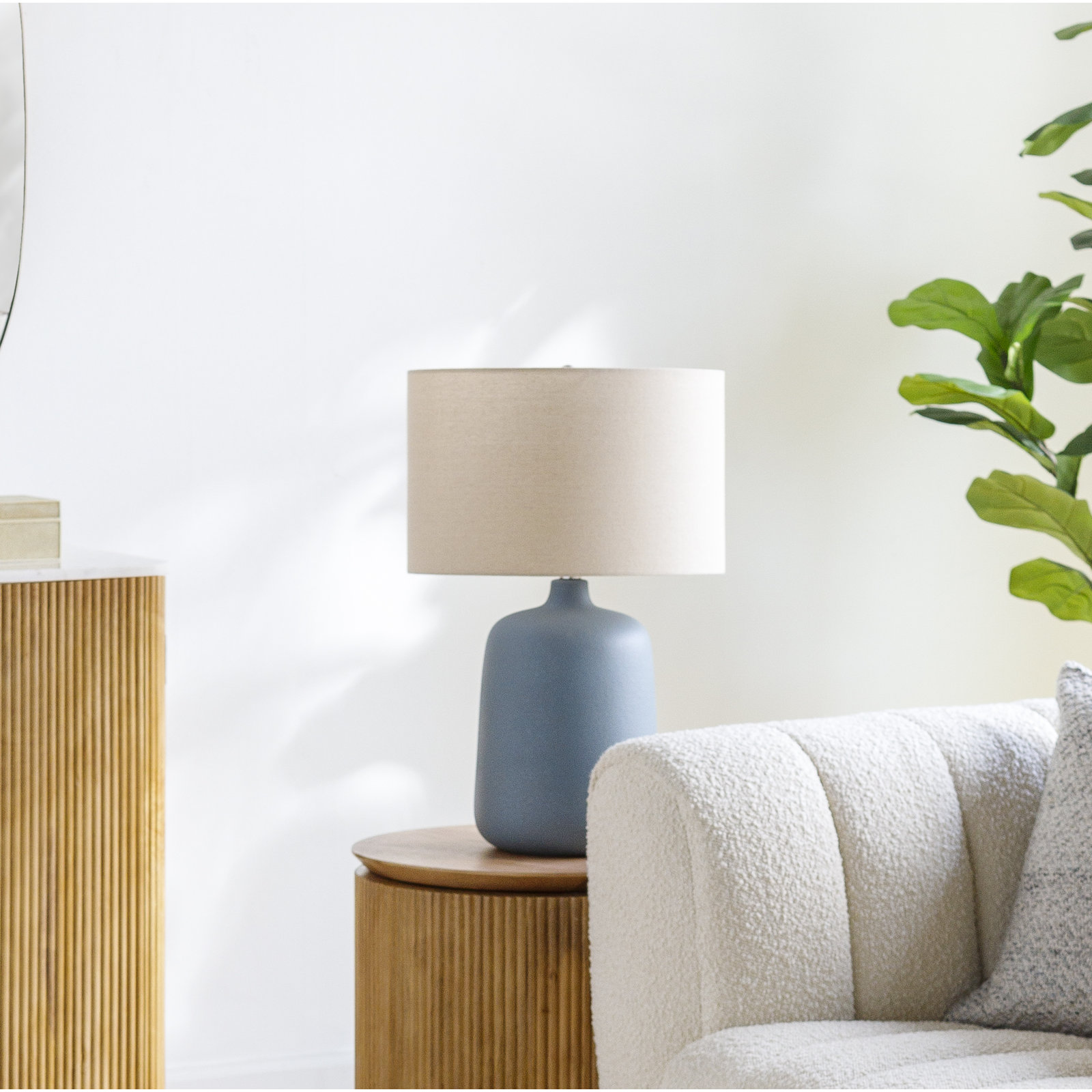 Dilan Ceramic Table Lamp, Dark Gray