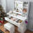 Vanity Desk With LED Mirror Lights And Power Outlet Charging Station, Makeup Dressing Table With 3 Drawers, 7 Shelves And Storage Stool, For Girls And Women