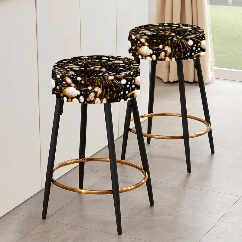 Ensemble de 2 tabourets de bar à pois dorés
