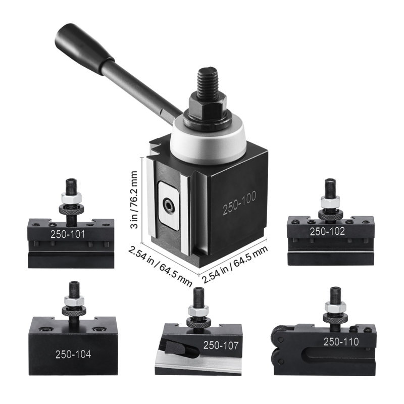 Ensemble de 6 poteaux d'outils à changement rapide pour mini-tours de 6 à 12 po - Ensemble de porte-outils en acier robuste avec filetage M14 x 2