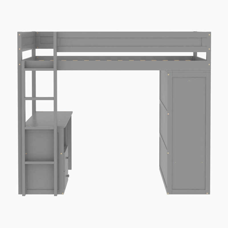 Lit mezzanine simple Madisen Kids, gris