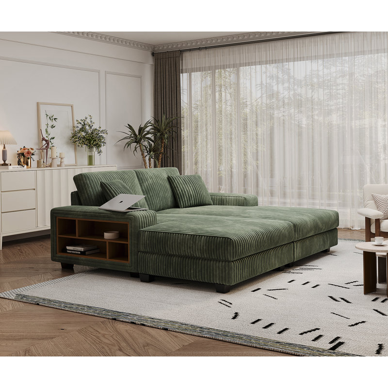 Versatile Convertible Sofa With Plush Cushions And Extra Storage