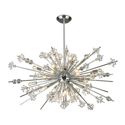 Lustre 29 lumières Starburst - chrome poli