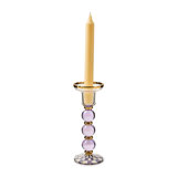 Violet Check Large Glass Candlestick