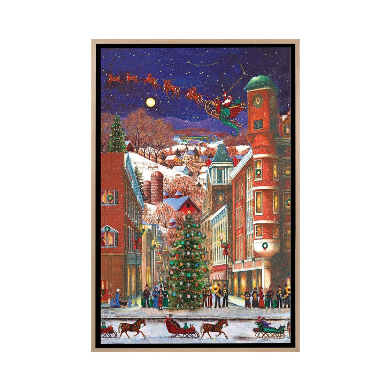Holiday Carolers 1 Piece Wall Art on Canvas, 152.4 cm H x 101.6 cm W x 4.445 cm D, Natural Wood