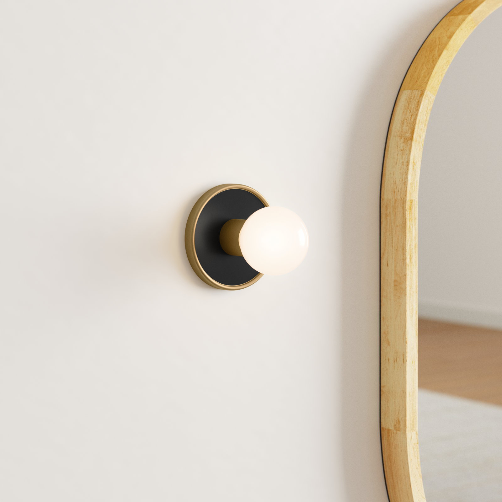 Rocha Single Dimmable Bath Sconce, Yes, Black/Natural Aged Brass