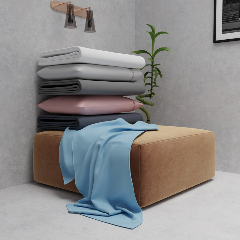 Cotton Blend Jersey Knit Sheet Set, Queen Sheet Set + Fitted Sheet + Pillowcase, Midnight Navy