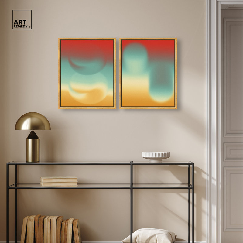 «Cosmic Gradient Flow», ensemble de décorations murales imprimées en acrylique encadrées par Art Remedy, cadre argenté, 16 x 20