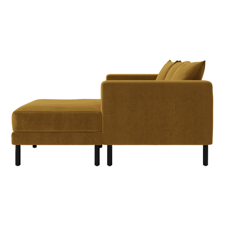 Essential Sectional, Mustard Recycled Velvet, Metal