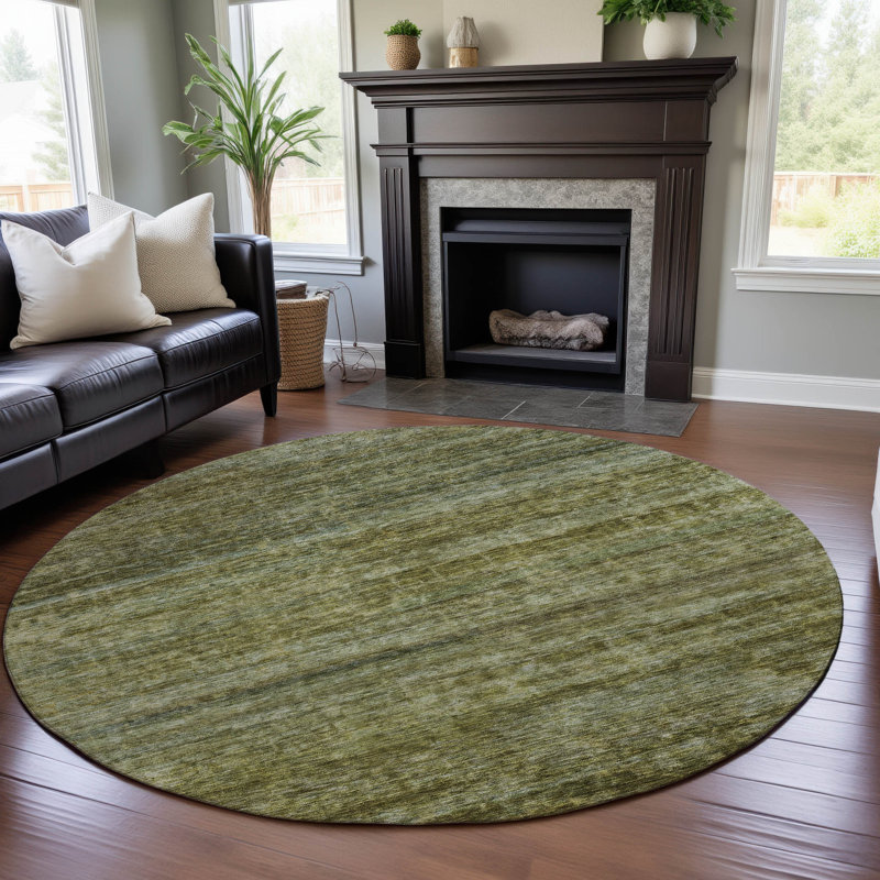 Premium Machine Washable Gurubaksh AMF1166 Stripes Rug, Round 8'