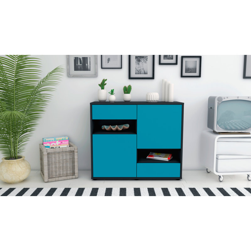 Ramsel 92cm Sideboard, Anthracite/Turquoise