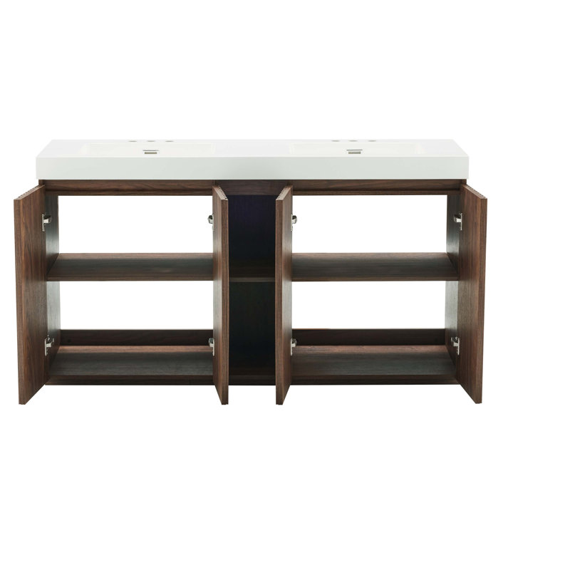 Double Bathroom Vanity with Top, White