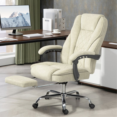 Chaise d'ordinateur avec chaleur et vibration - beige. 6 points. Inclinaison réglable. Repose-pieds. Siège rembourré. 3 intensités de massage. Niveau de chaleur lombaire. Chaise de bureau beige Smooth Mobilité. Et siège. 265 lb