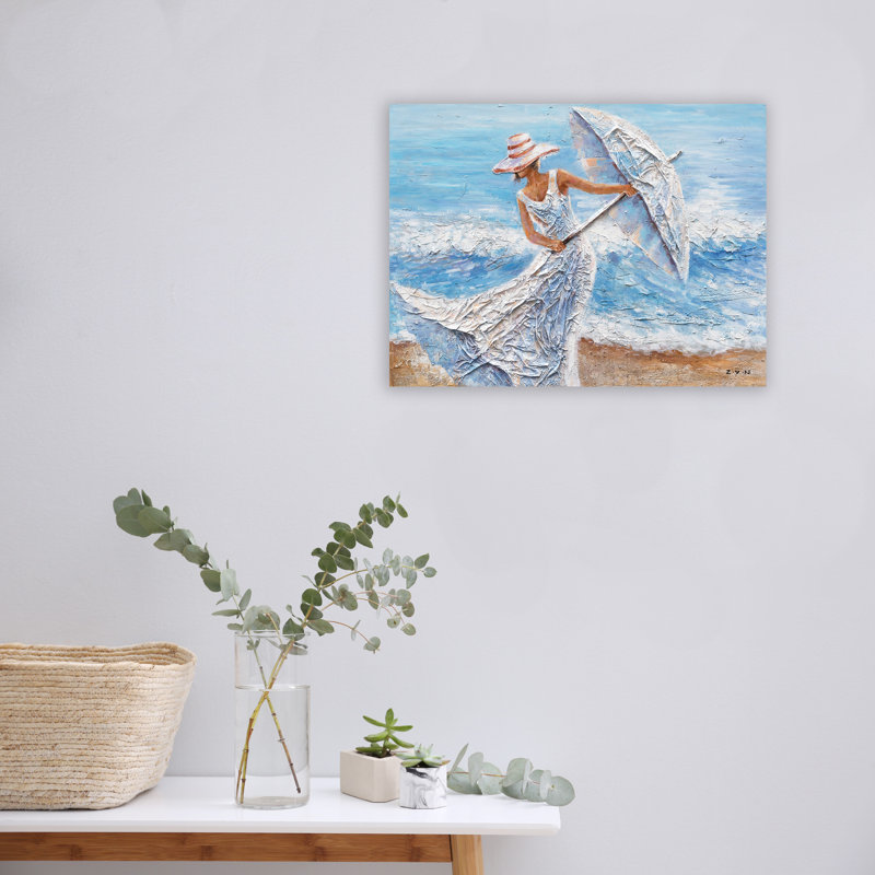 «Beach Winds», reproduction de peinture à l'huile sur toile tendue, H 12 po x l 16 po x P 1 po
