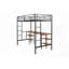 Twin-size Loft Bed with Table &amp; Shelves - Heavy-duty Metal, No Box Spring Needed, Noise Reduced