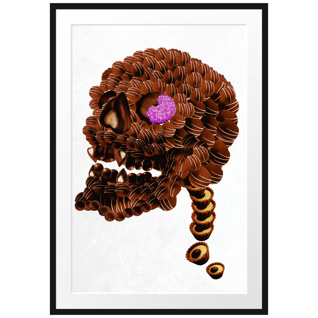 Gerahmtes Poster Chocolate Skull White