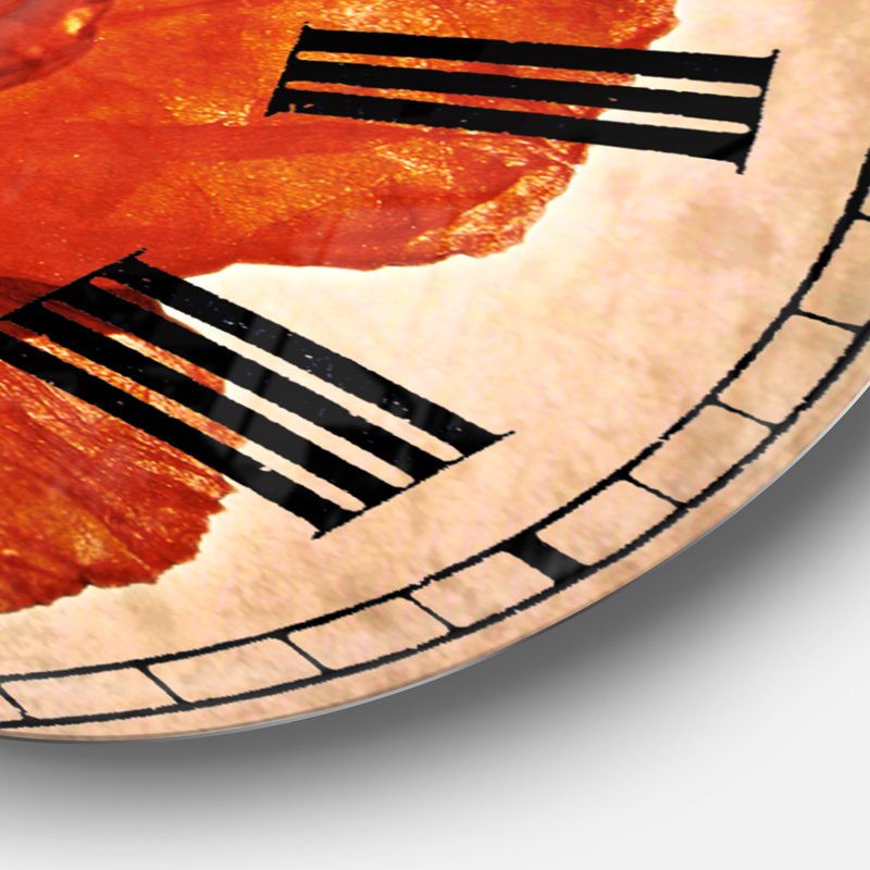 Red Poppy Blossom Close Up - Traditional wall clock, Oversized