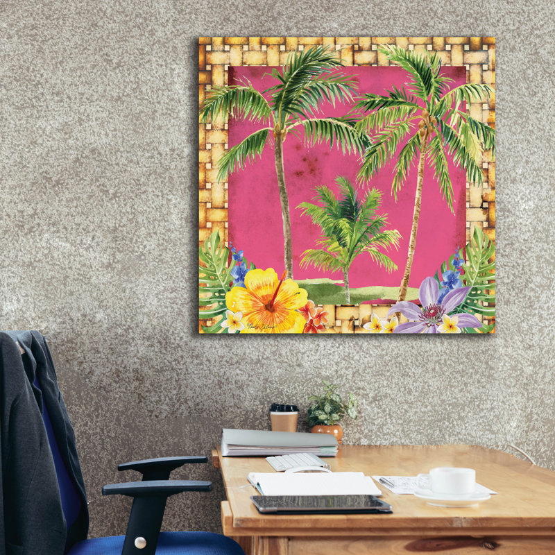  «Tropical Palm Trees» par Nicole DeCamp, art mural sur toile, 37 po x 37 po, H 37 po x l 37 po