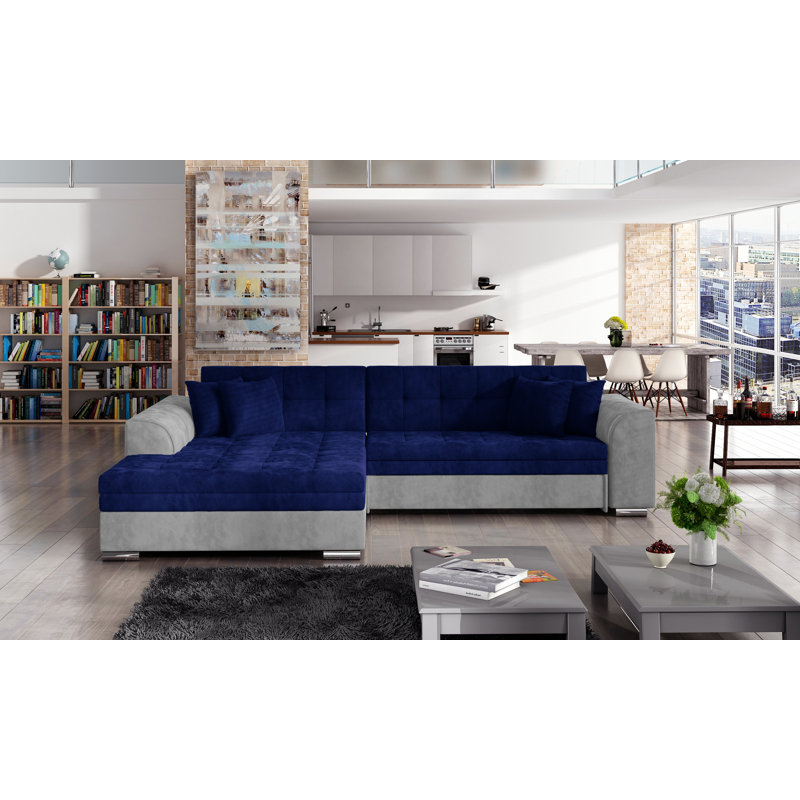 Ahrian 3 Seater Velvet Sofa Bed, Left Hand Facing