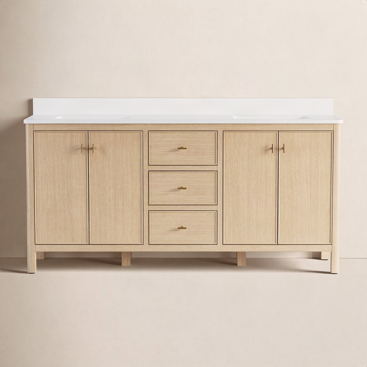 Kingsley 72" Oak Double Bathroom Vanity