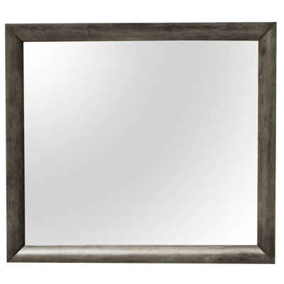 Miroir mural contemporain gris pour tous les emplacements - H 39 po x l 35 po x P 1 po, aucun assemblage requis, illumine et agrandit l'espace, entretenu sans effort dans un état remarquable
