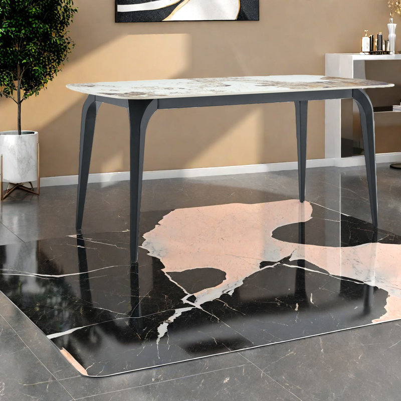 Table de salle à manger en pierre frittée de qualité supérieure, conception chic moderne, idéale pour les espaces compacts