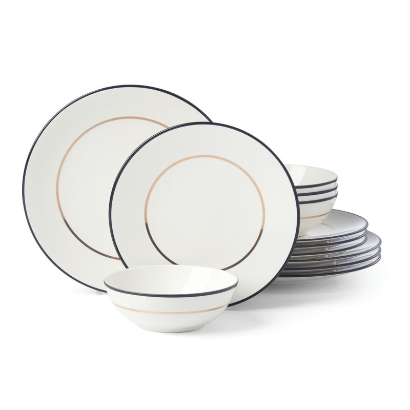 Make It Pop 12pc Dinnerware Set, Green/Pink, Black/Gold