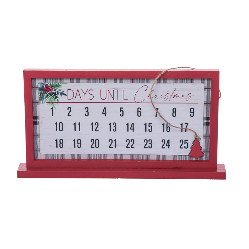 Transpac Wood 12.99 in. Multicolor Christmas Traditional Plaid Advent Calendar