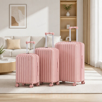 20 po / 24 po / 28 po 3 pièces / ensemble en valise à roulettes ABS, valise de transport, avec porte-gobelet et port USB et support pour téléphone
