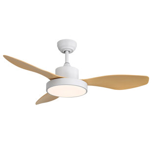 47-Inch White Ceiling Fan With Remote, 3-Color LED & Reversible DC Motor