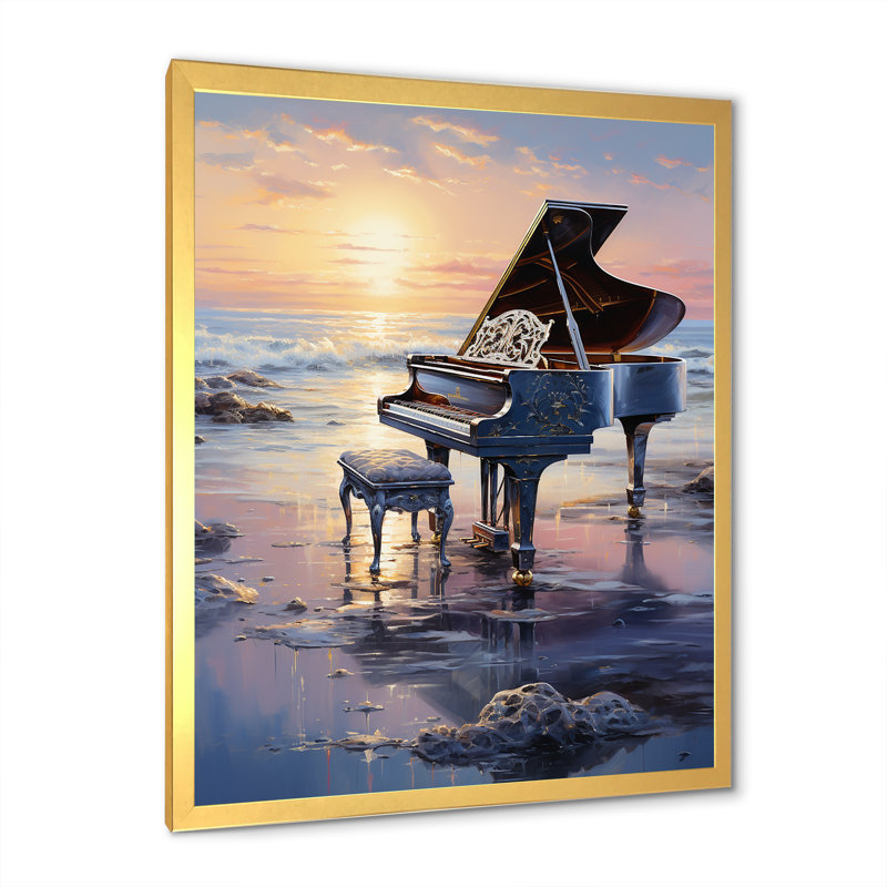 Piano Oceans Orchester II, Cadre doré simple, H 40 po x l 30 po x P 1,5 po