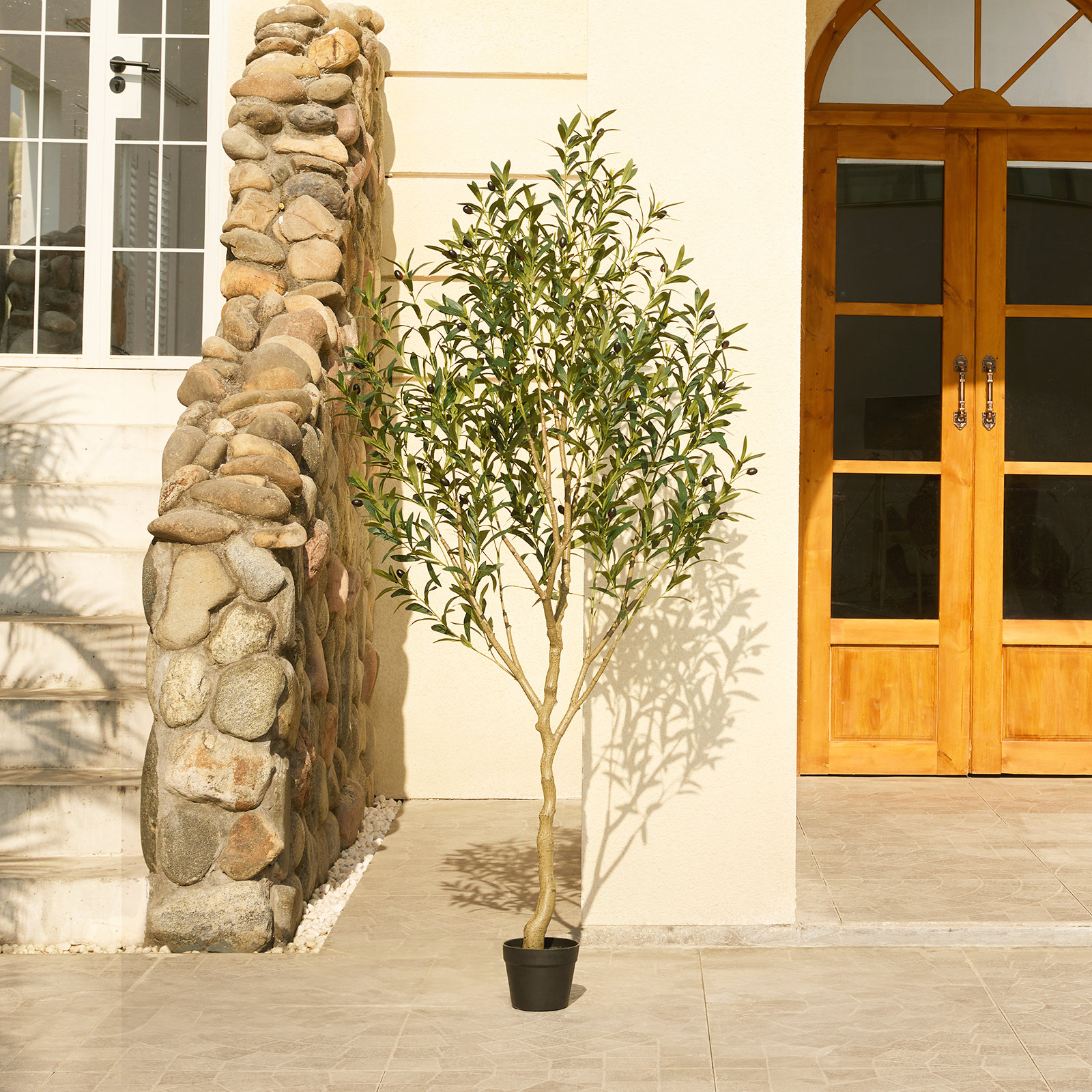 Adcock 72" Olive Tree in Pot, 72" H x 5.50" W x 24" D