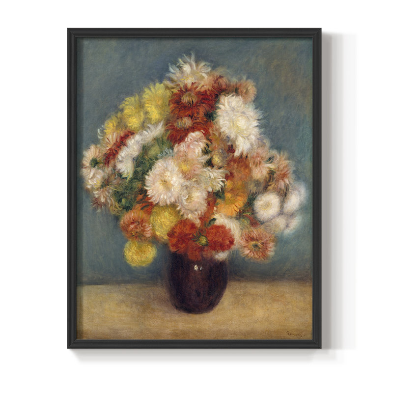 "Colorful Chrysanthemums", reproduction encadrée - bois massif, Noir, noir, noir, noir, H 30 po x l 24 po