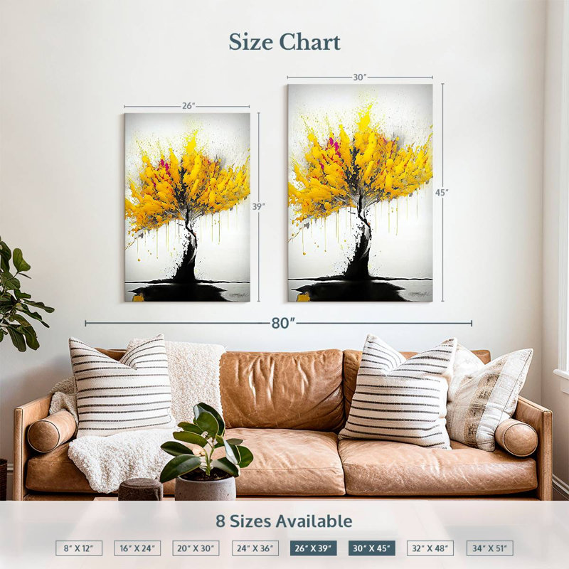 Arbre jaune Harnek, H 39 po x l 26 po