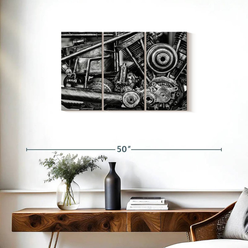 Mehar Old Motorcycle Engine, 20" H x 33" W