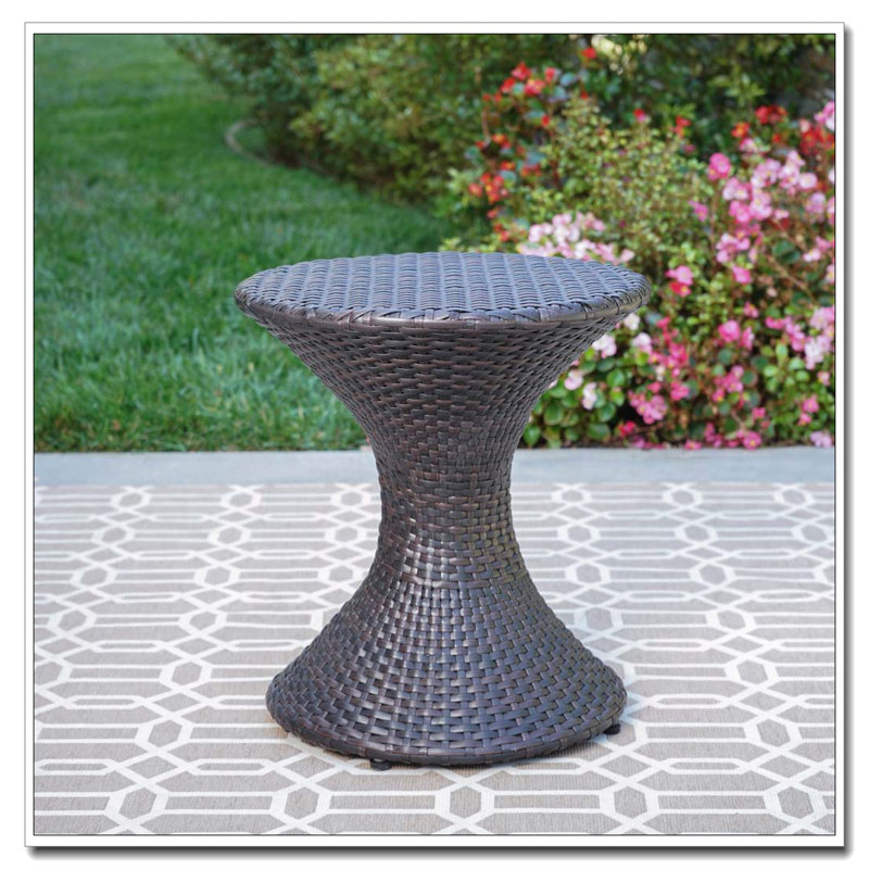16-inch Multi-brown Wicker Hourgla Side Table