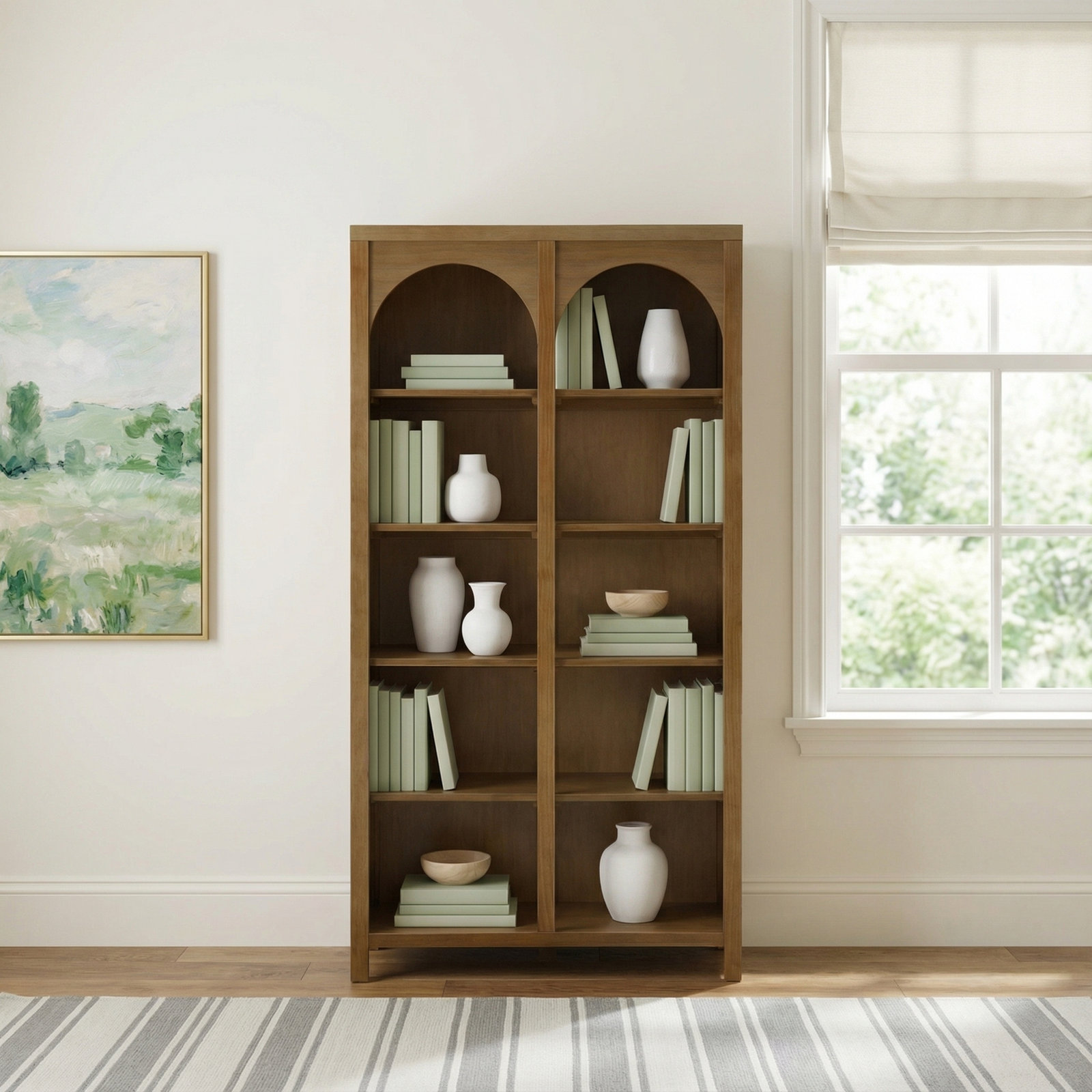 Eloise Narrow Bookcase, Natural Walnut