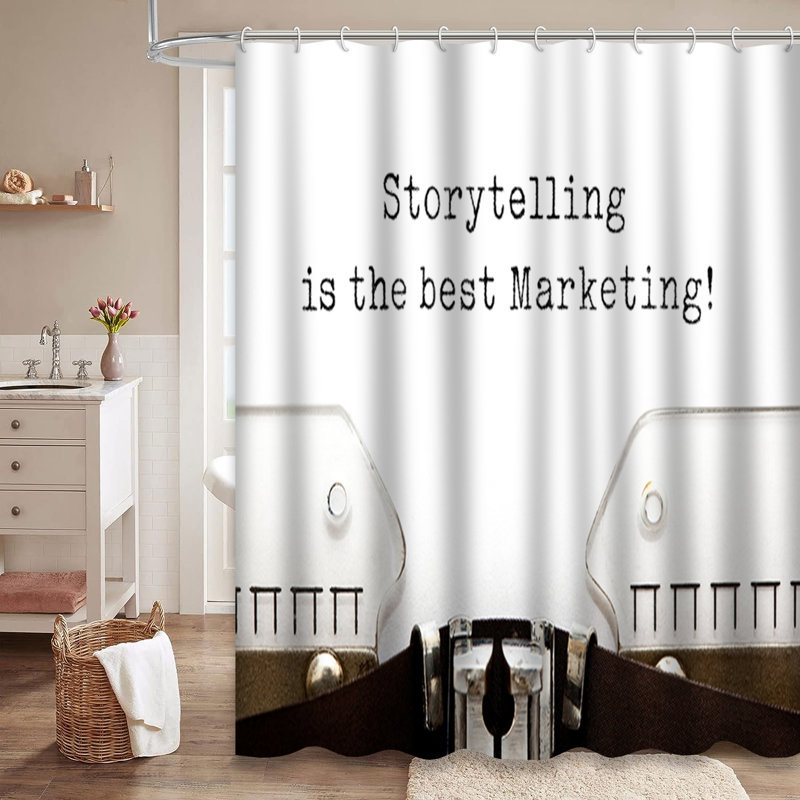Rideau de douche avec 12 crochets Retro Typewriter Publicité Business Story, L 72 po x l 84 po
