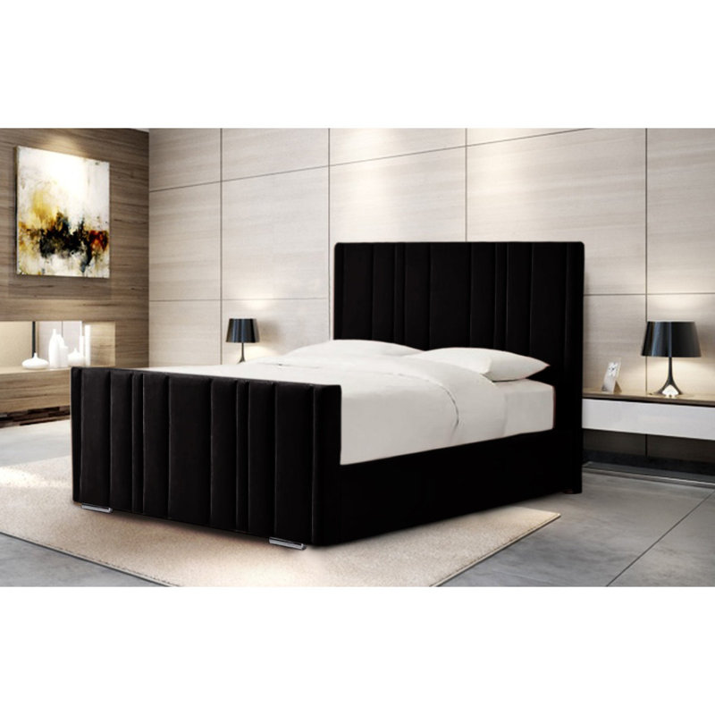 Petersburgh Upholstered Ottoman Storage Bed, Black, Single (3')