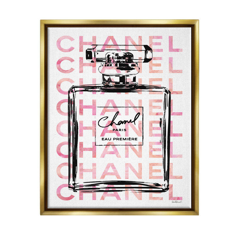 Glam Perfume Bottle with Words Pink Black Canvas Wall Art by Amanda Greenwood Rosdorf Park Frame Color: Black Framed, Size: 21 H x 17 W x 1.7 D