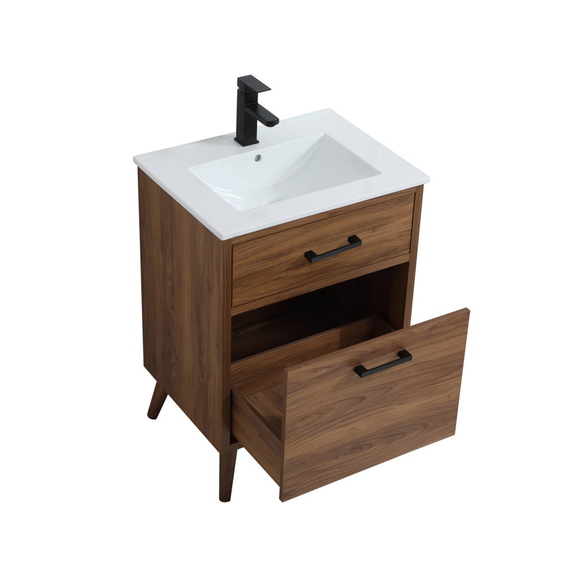 Ensemble de meuble-lavabo simple l 24 po x P 18,11 po x H 33,46 po Steinfeldt, Noyer brun