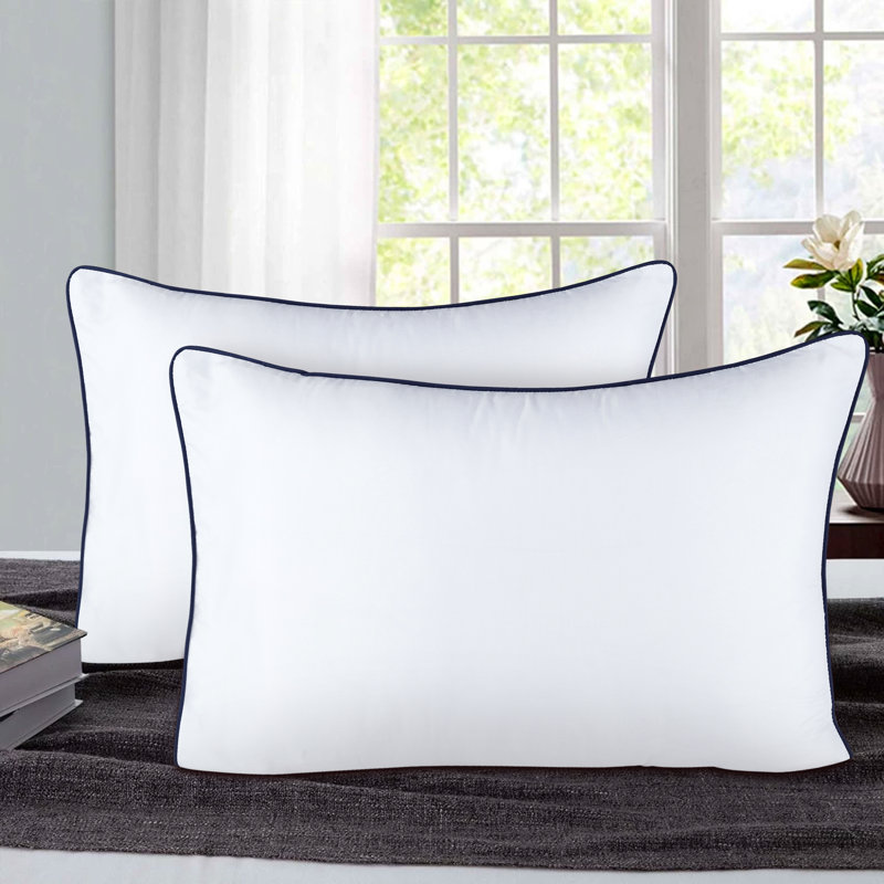 Dan River 2 Pack Piping Down Alternative Pillow Set (White), Queen