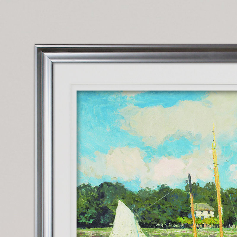 « japanese foot bridge » par claude monet print, Cadre argenté, H 31 po x l 43 po x P 1,5 po