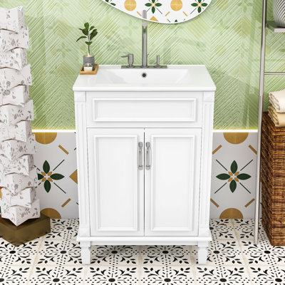 Meuble-lavabo moderne avec lavabo - panneau de fibres à densité moyenne durable et structure en bois