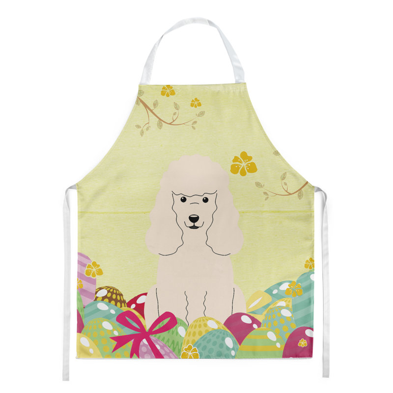 Tablier œufs de pâques, Caniche, Jaune / Blanc