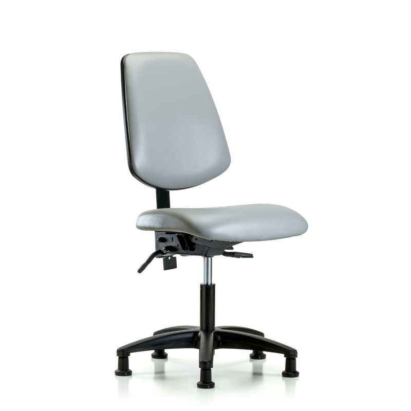 Evelin Vinyl Task Chair, Dove, Glides, Not Included