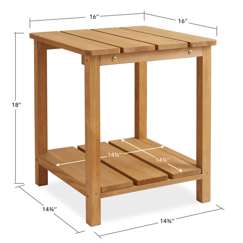 Natural Cedar Wood Outdoor Side Table with Shelf